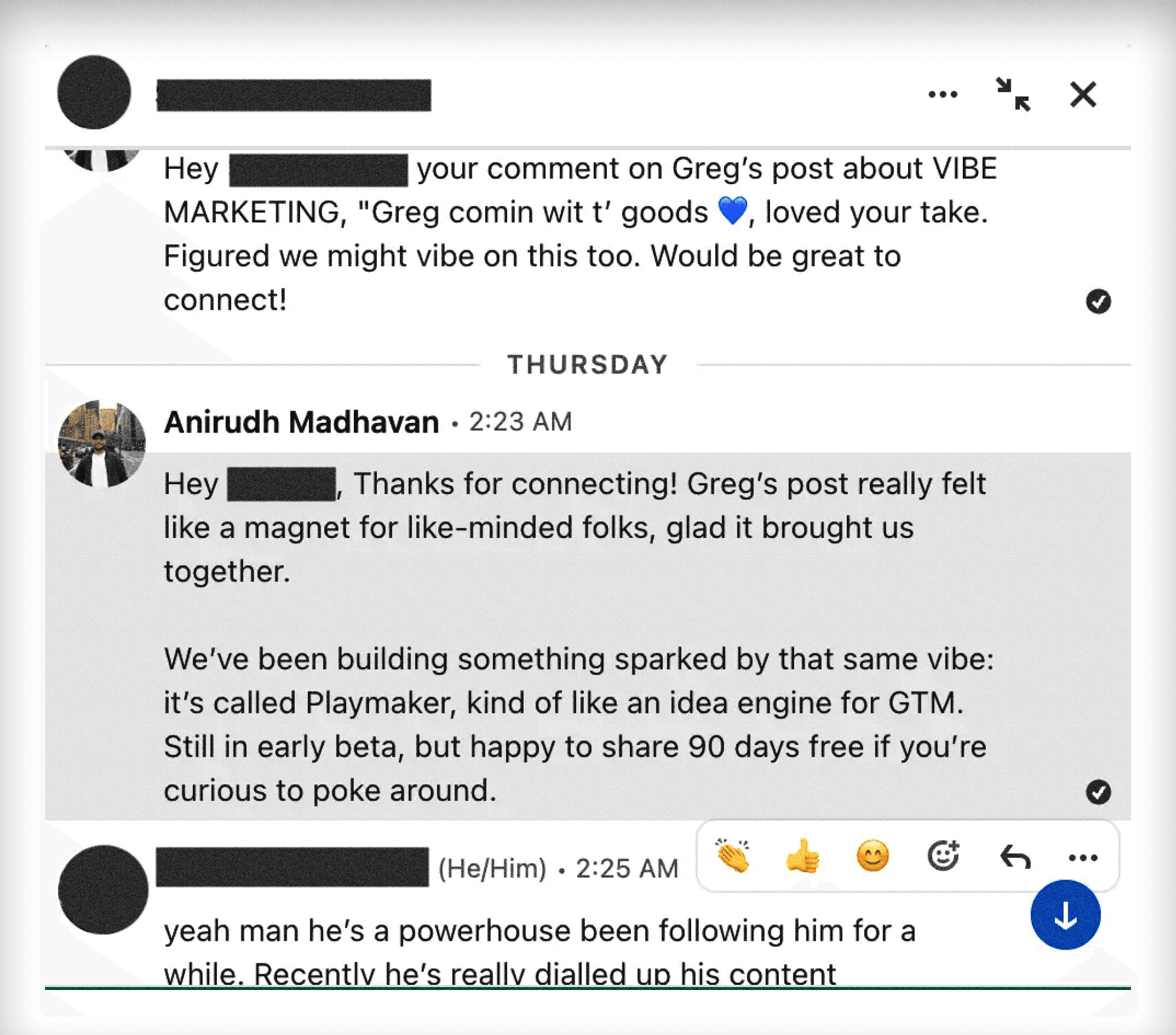 LinkedIn comment parasite for warm outreach